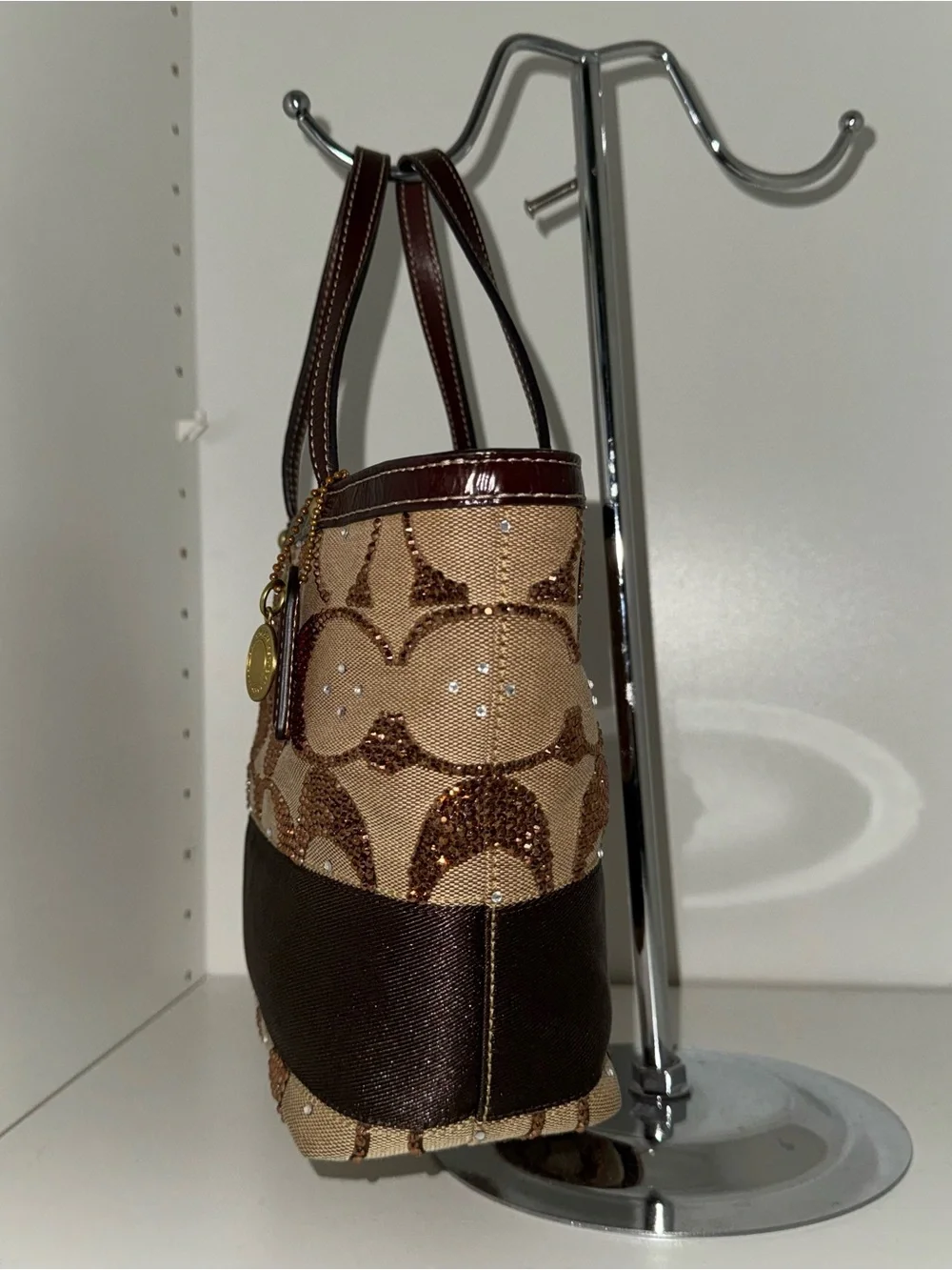 Custom vintage Coach Signature Hand-Rhinestoned Sequin mini Bag –One of a Kind ✨